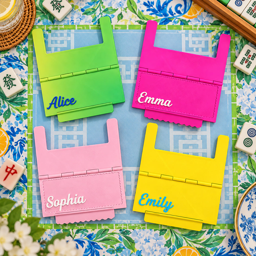 Personalized 3D Printed Mahjong Card Holder Custom Name Foldable Table Edge Stand for American Mahjong Cards Custom Mahjong Accessories Game Night Gift