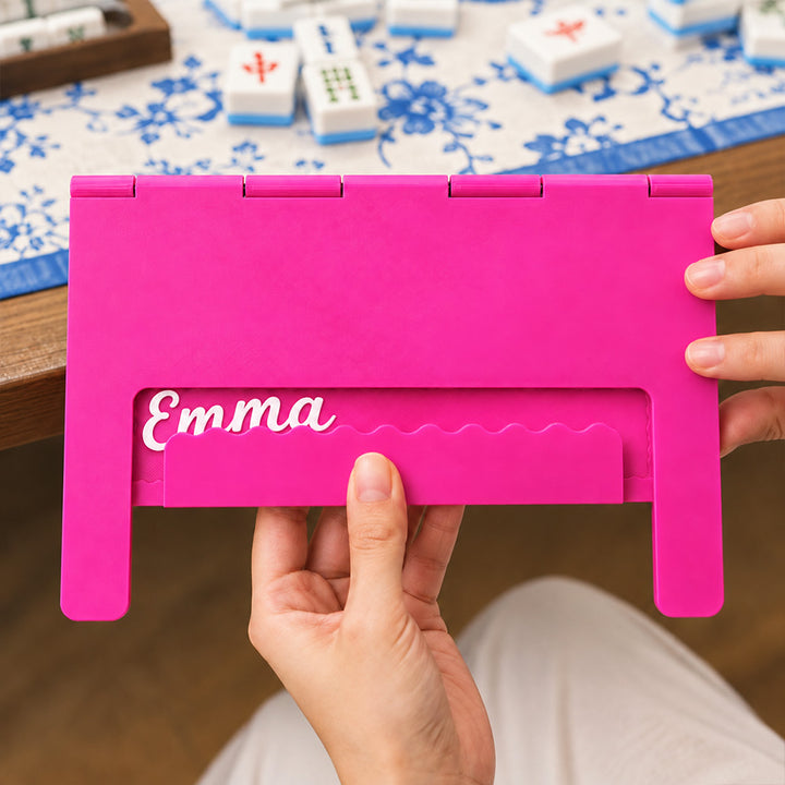 Personalized 3D Printed Mahjong Card Holder Custom Name Foldable Table Edge Stand for American Mahjong Cards Custom Mahjong Accessories Game Night Gift
