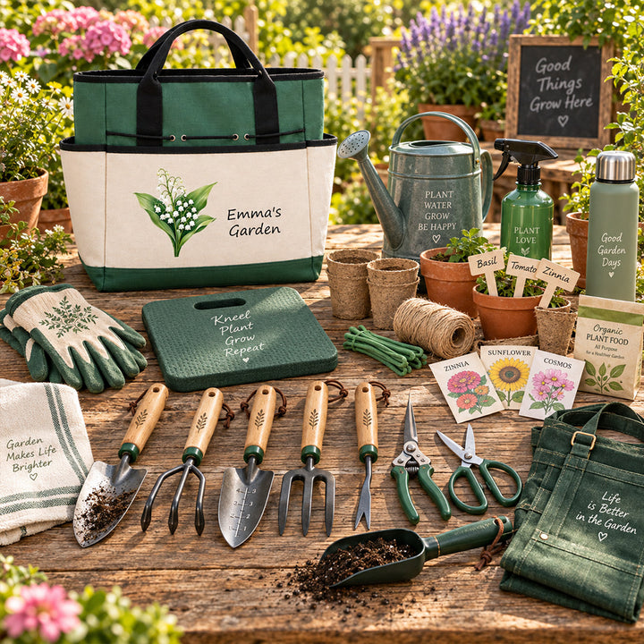 Personalized Birth Flower Gardening Bag Custom Garden Tote Gift for Gardener Mom Grandma Mother&