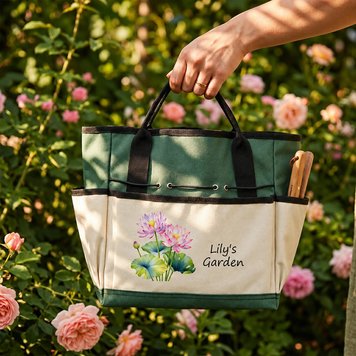 Personalized Birth Flower Gardening Bag Custom Garden Tote Gift for Gardener Mom Grandma Mother&