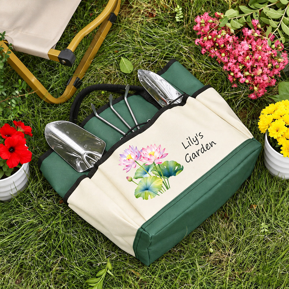 Personalized Birth Flower Gardening Bag Custom Garden Tote Gift for Gardener Mom Grandma Mother&