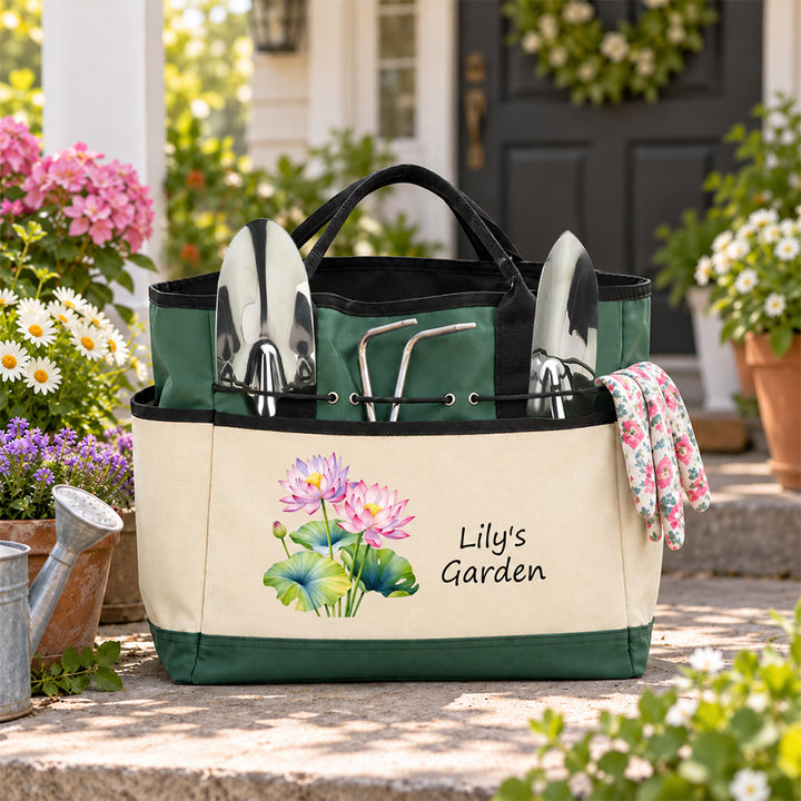 Personalized Birth Flower Gardening Bag Custom Garden Tote Gift for Gardener Mom Grandma Mother&