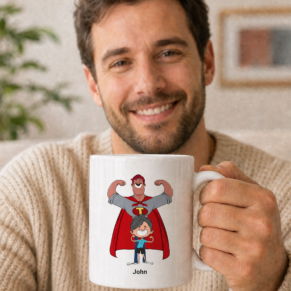 Personalized Cartoon Father and Kids Portrait Mug Father&