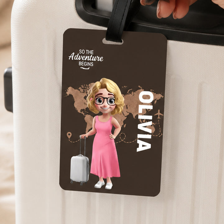 Personalized Cartoon Travel Character Name Luggage Tag for Family Travel Birthday Gift