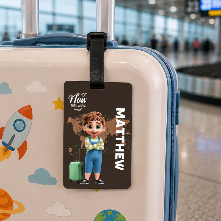 Personalized Cartoon Travel Character Name Luggage Tag for Family Travel Birthday Gift