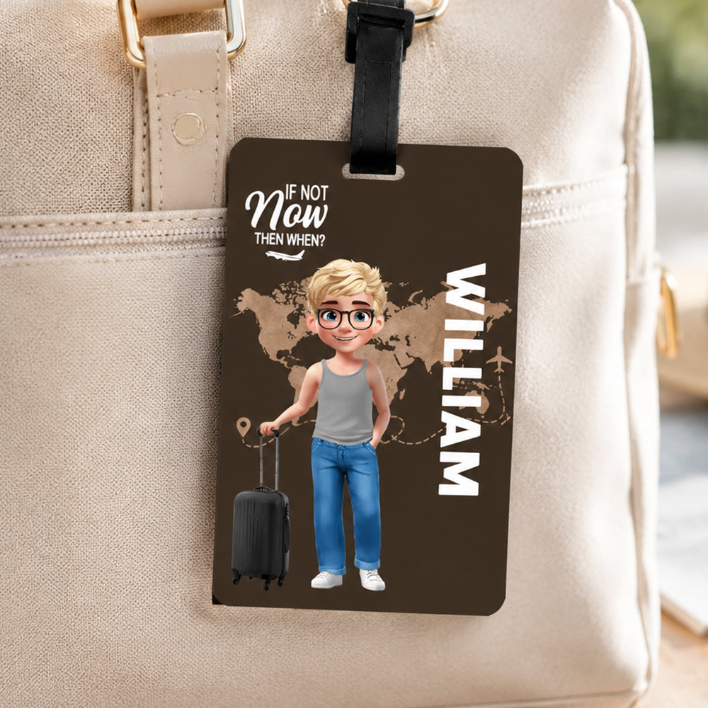 Personalized Cartoon Travel Character Name Luggage Tag for Family Travel Birthday Gift