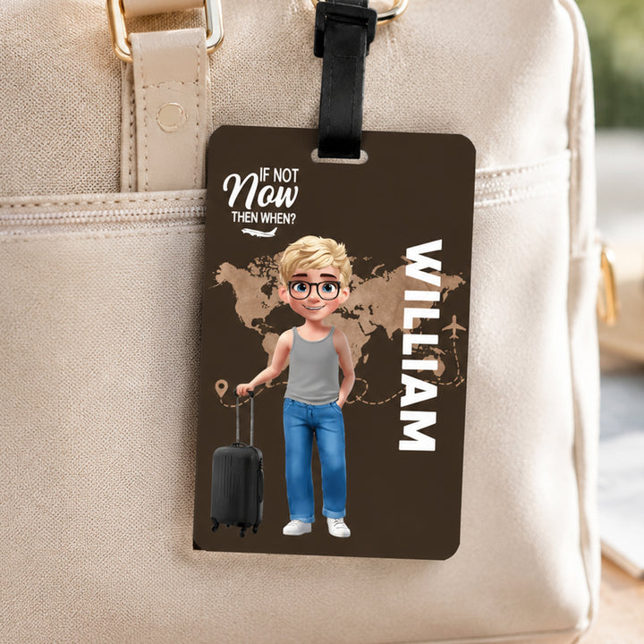 Personalized Cartoon Travel Character Name Luggage Tag for Family Travel Birthday Gift