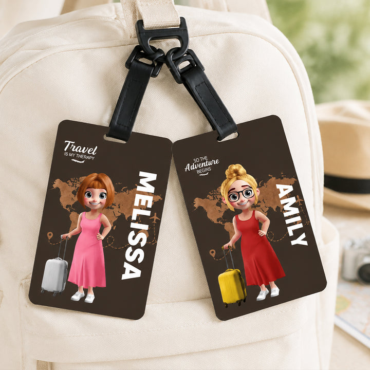 Personalized Cartoon Travel Character Name Luggage Tag for Family Travel Birthday Gift