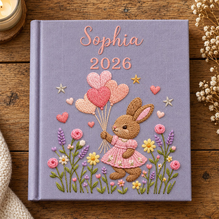 Personalized Embroidered Baby Photo Album with Sleeves Custom Name Linen Baby Shower Gift Memory Keep Book