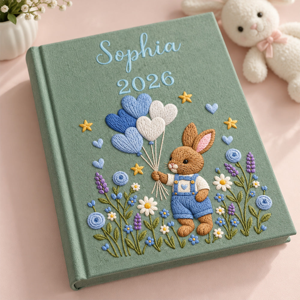 Personalized Embroidered Baby Photo Album with Sleeves Custom Name Linen Baby Shower Gift Memory Keep Book