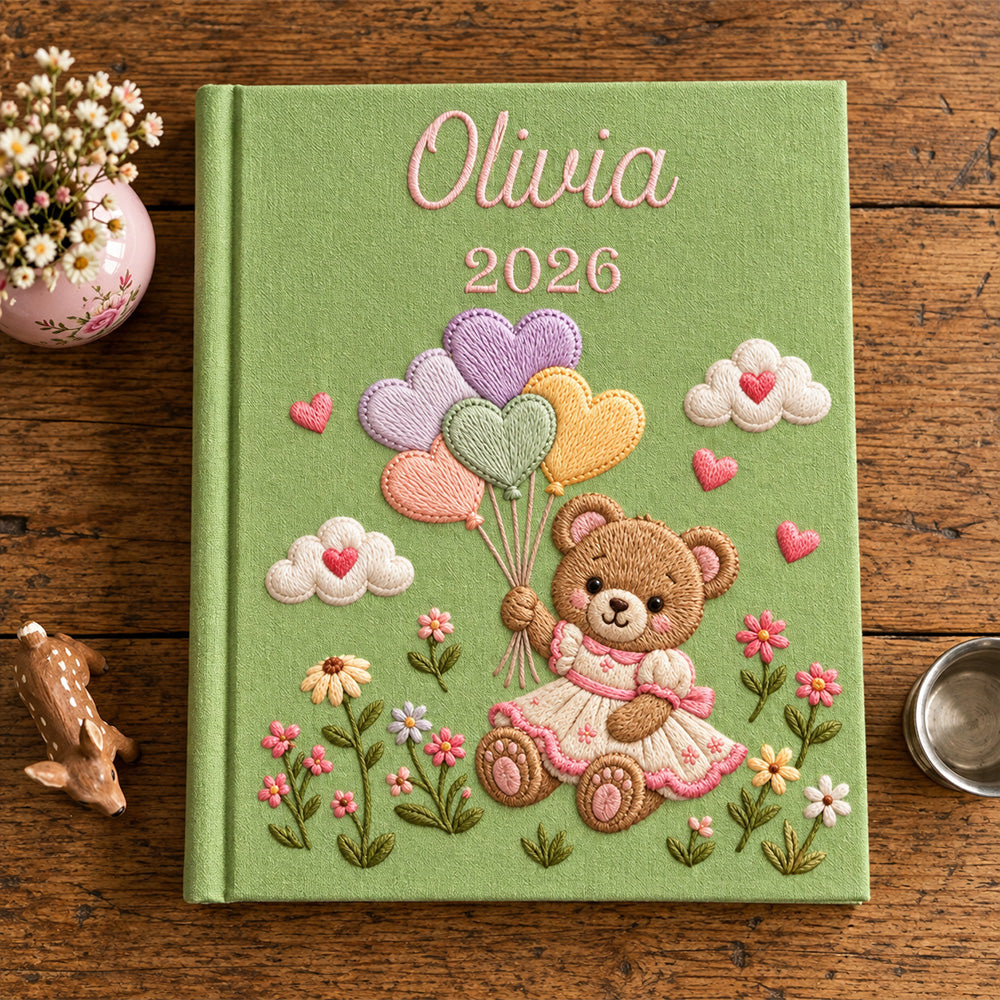 Personalized Embroidered Baby Photo Album with Sleeves Custom Name Linen Baby Shower Gift Memory Keep Book
