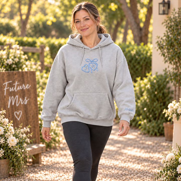 Personalized Embroidered Coquette Bride Hoodie &amp; Sweatshirt, Custom Future Mrs Crewneck, Engagement &amp; Bridal Shower Gift for Fiancee