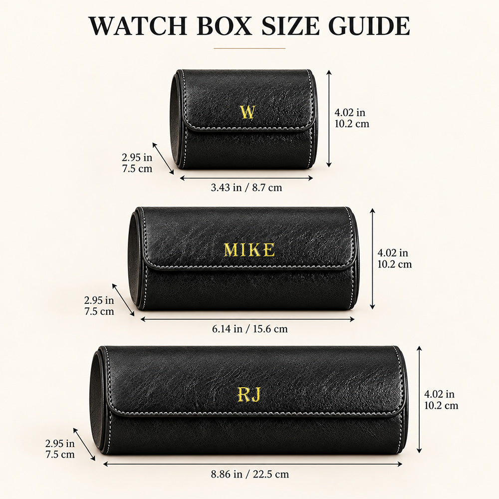 Personalized Engraved Leather Watch Box Custom Name Watch Travel Case Groomsmen Gift Custom Valentines Gift for Him Fathers Day Gift