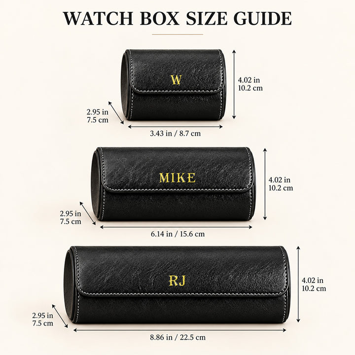 Personalized Engraved Leather Watch Box Custom Name Watch Travel Case Groomsmen Gift Custom Valentines Gift for Him Fathers Day Gift