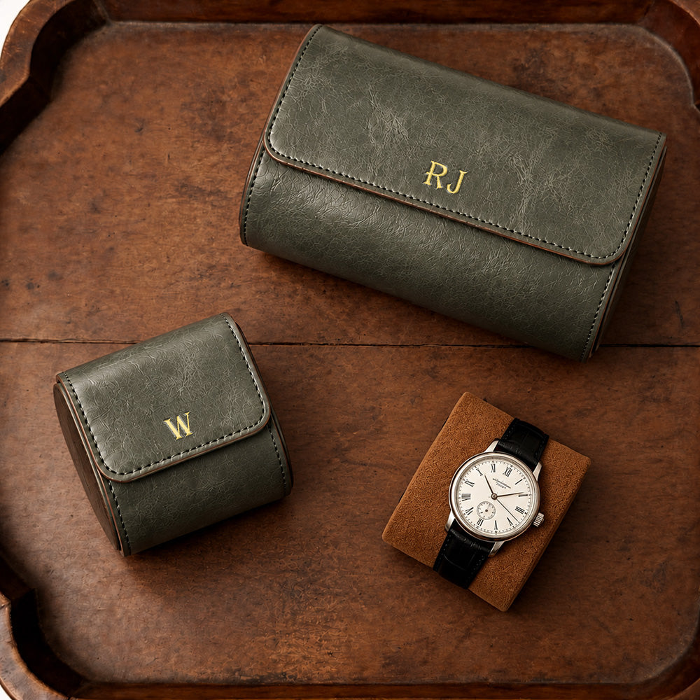 Personalized Engraved Leather Watch Box Custom Name Watch Travel Case Groomsmen Gift Custom Valentines Gift for Him Fathers Day Gift