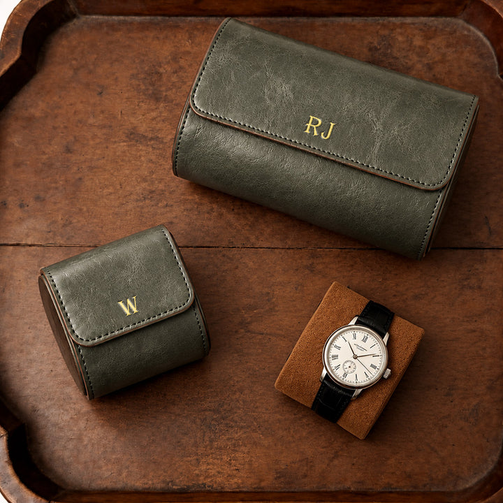 Personalized Engraved Leather Watch Box Custom Name Watch Travel Case Groomsmen Gift Custom Valentines Gift for Him Fathers Day Gift