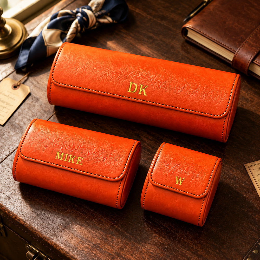 Personalized Engraved Leather Watch Box Custom Name Watch Travel Case Groomsmen Gift Custom Valentines Gift for Him Fathers Day Gift