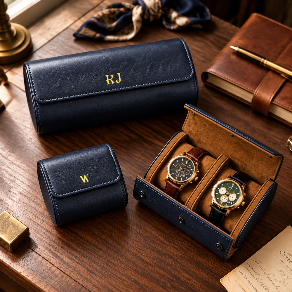 Personalized Engraved Leather Watch Box Custom Name Watch Travel Case Groomsmen Gift Custom Valentines Gift for Him Fathers Day Gift