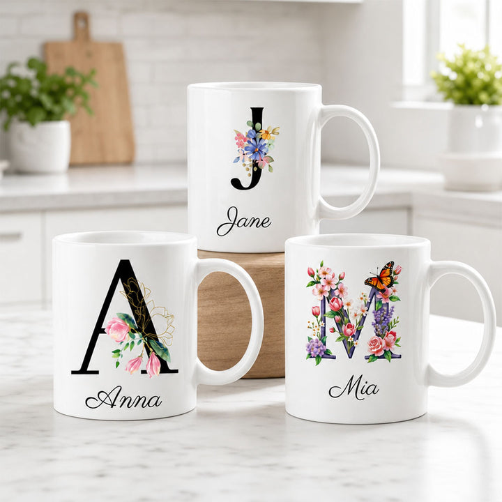 Personalized Floral Initial Mug Mother&