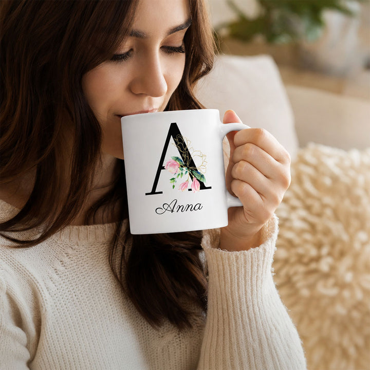 Personalized Floral Initial Mug Mother&