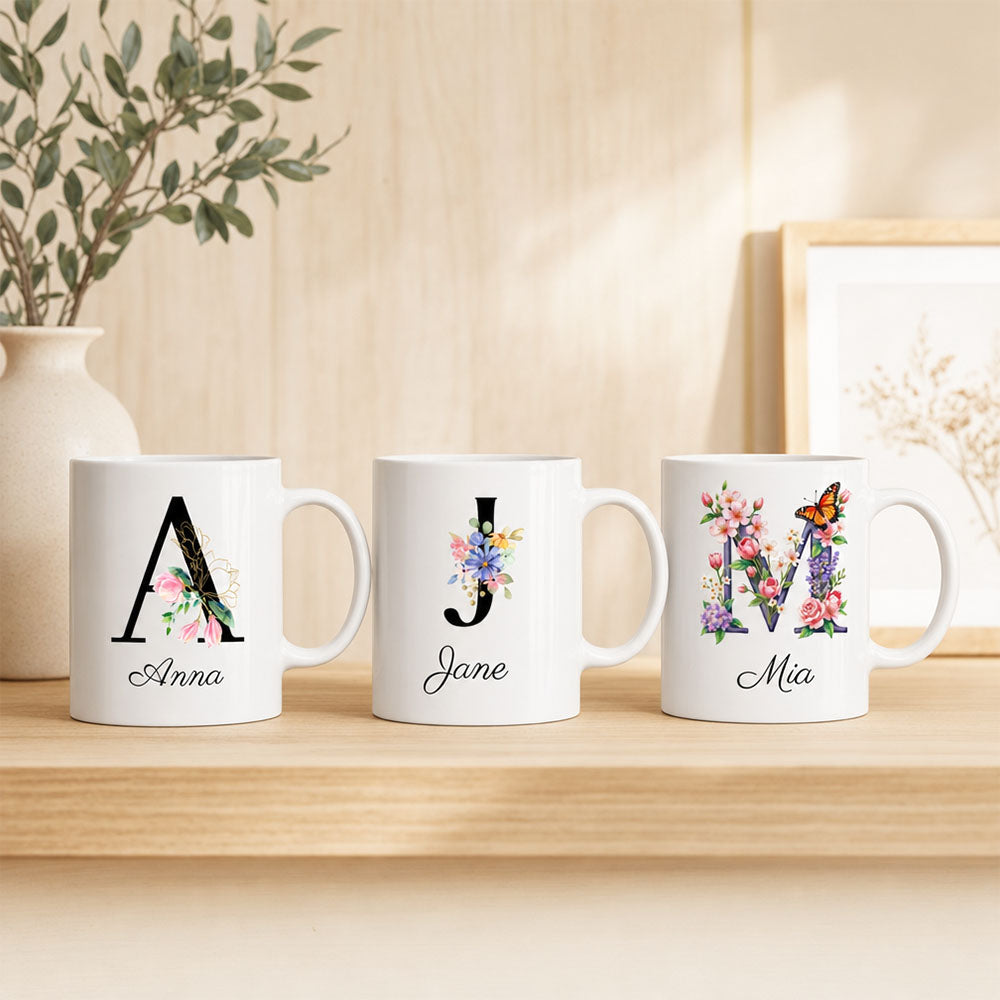 Personalized Floral Initial Mug Mother&