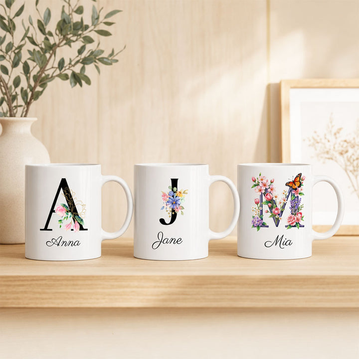 Personalized Floral Initial Mug Mother&