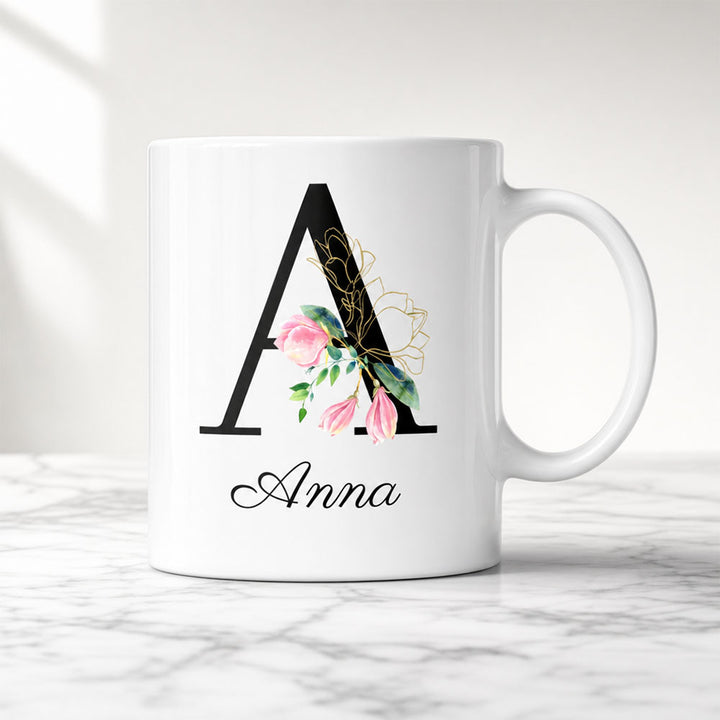 Personalized Floral Initial Mug Mother&