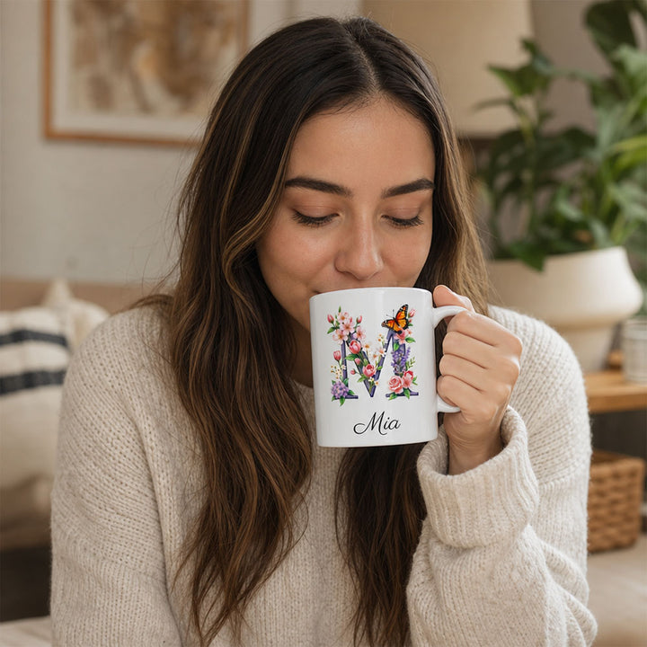 Personalized Floral Initial Mug Mother&