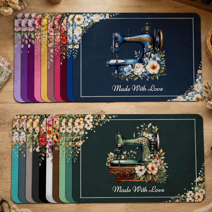 Personalized Floral Sewing Machine Doormat Custom Text Non Slip Floor Mat Tailor Shop Entrance Rug Birthday Housewarming Gift for Sewing Lover