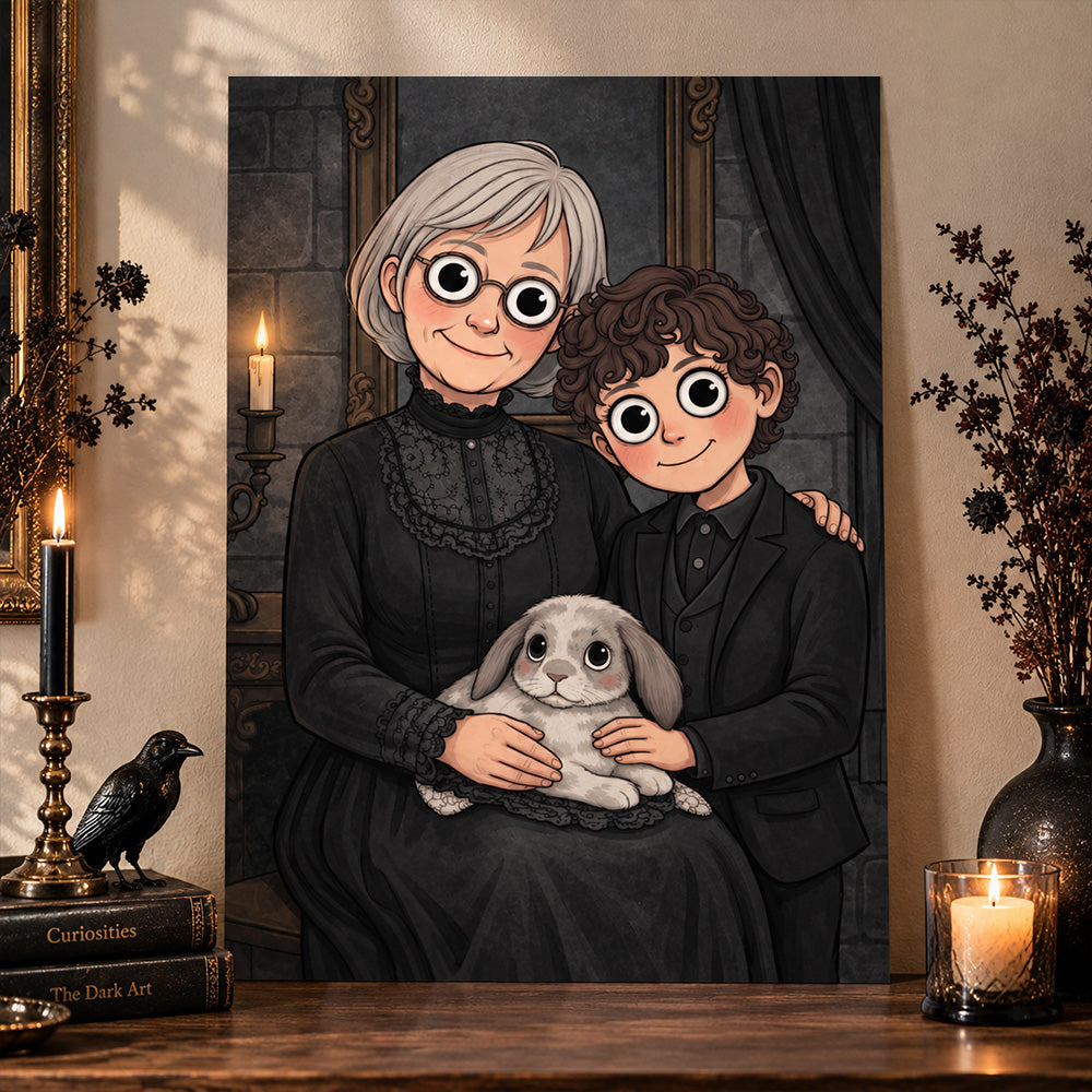 Personalized Gothic Portrait Wall Art Unique Family Gift for Anniversaries and Housewarmings
