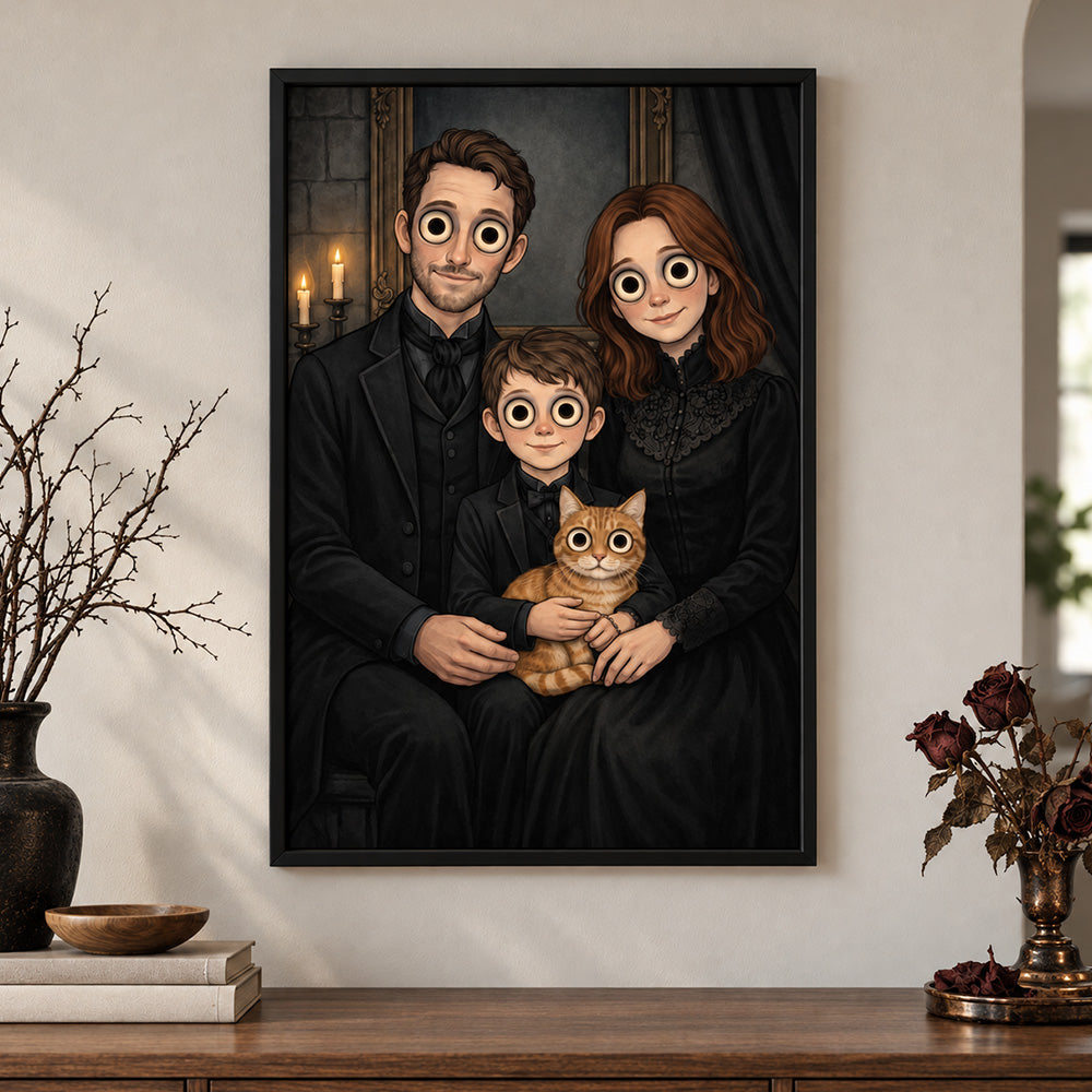 Personalized Gothic Portrait Wall Art Unique Family Gift for Anniversaries and Housewarmings