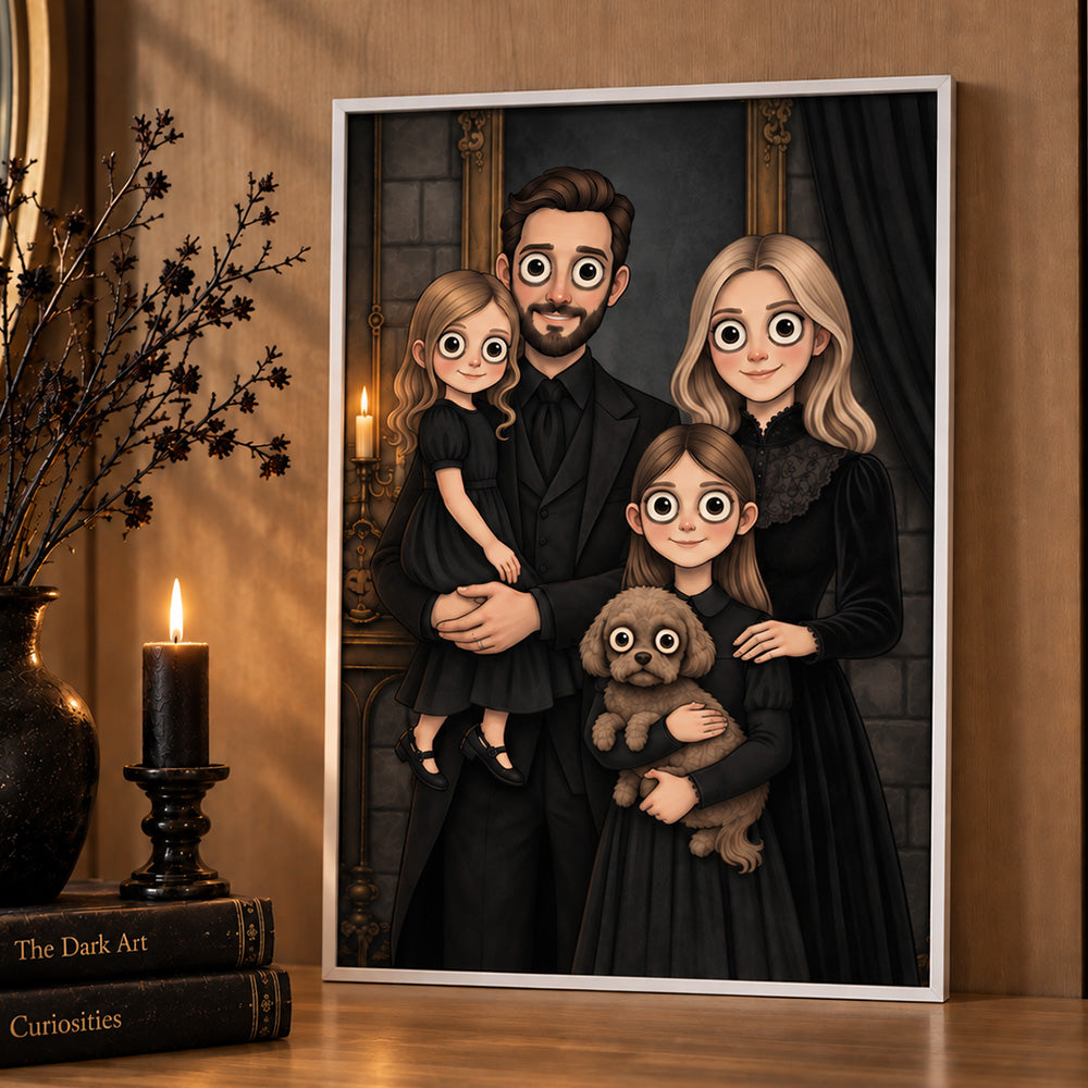 Personalized Gothic Portrait Wall Art Unique Family Gift for Anniversaries and Housewarmings