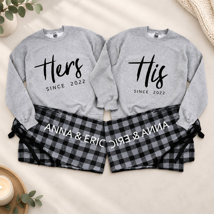 Personalized His and Hers Matching Pajamas Custom Couple Pjs Anniversary Gift for Couples Romantic Matching Sleepwear