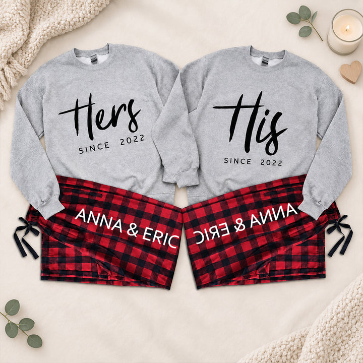 Personalized His and Hers Matching Pajamas Custom Couple Pjs Anniversary Gift for Couples Romantic Matching Sleepwear