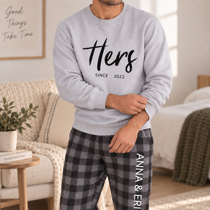 Personalized His and Hers Matching Pajamas Custom Couple Pjs Anniversary Gift for Couples Romantic Matching Sleepwear