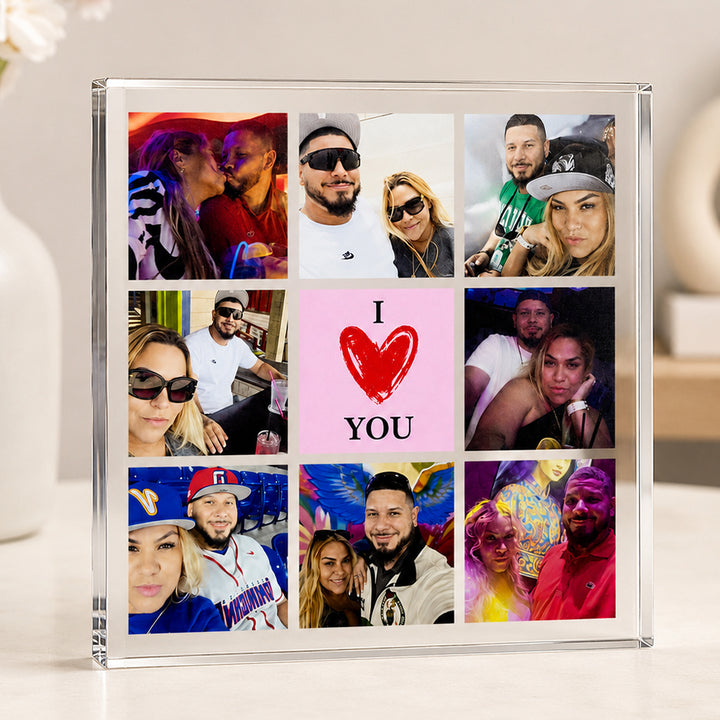 Personalized "I Love You in Each Moment" 8 Photo Collage Acrylic Plaque Custom Couple Picture Keepsake Anniversary &amp; Valentine&