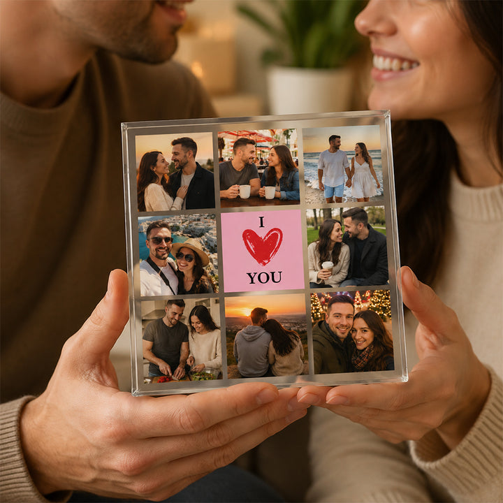 Personalized "I Love You in Each Moment" 8 Photo Collage Acrylic Plaque Custom Couple Picture Keepsake Anniversary &amp; Valentine&