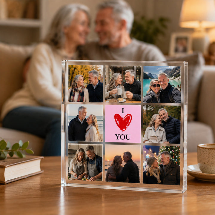 Personalized "I Love You in Each Moment" 8 Photo Collage Acrylic Plaque Custom Couple Picture Keepsake Anniversary &amp; Valentine&