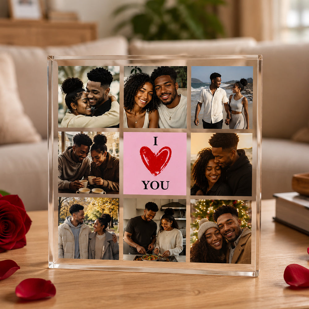 Personalized "I Love You in Each Moment" 8 Photo Collage Acrylic Plaque Custom Couple Picture Keepsake Anniversary &amp; Valentine&