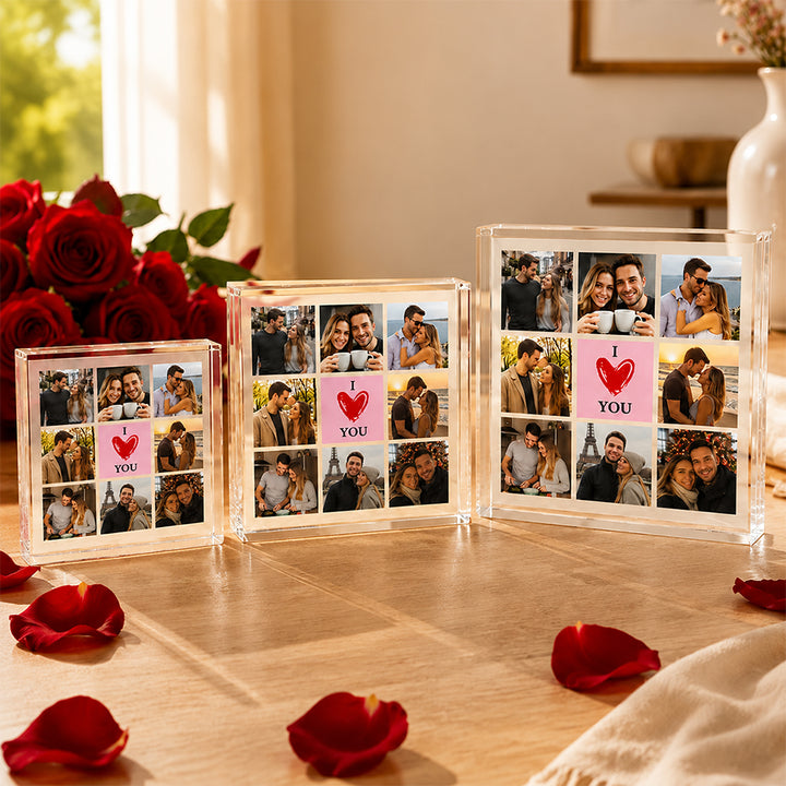 Personalized "I Love You in Each Moment" 8 Photo Collage Acrylic Plaque Custom Couple Picture Keepsake Anniversary &amp; Valentine&