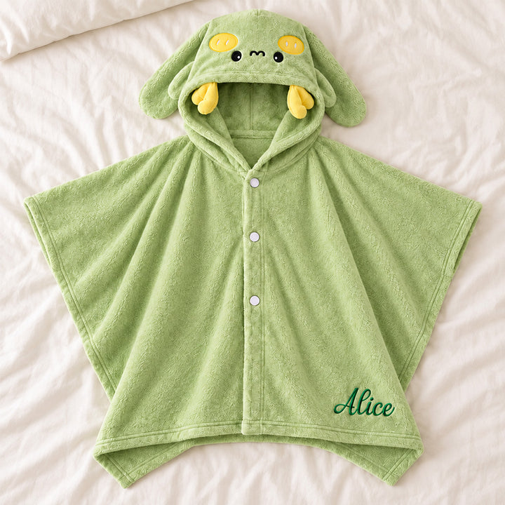 Personalized Kids Animal Bathrobe Custom Name 12 Cute Character Options Soft Flannel Hooded Sleepwear Daily Loungewear Gift