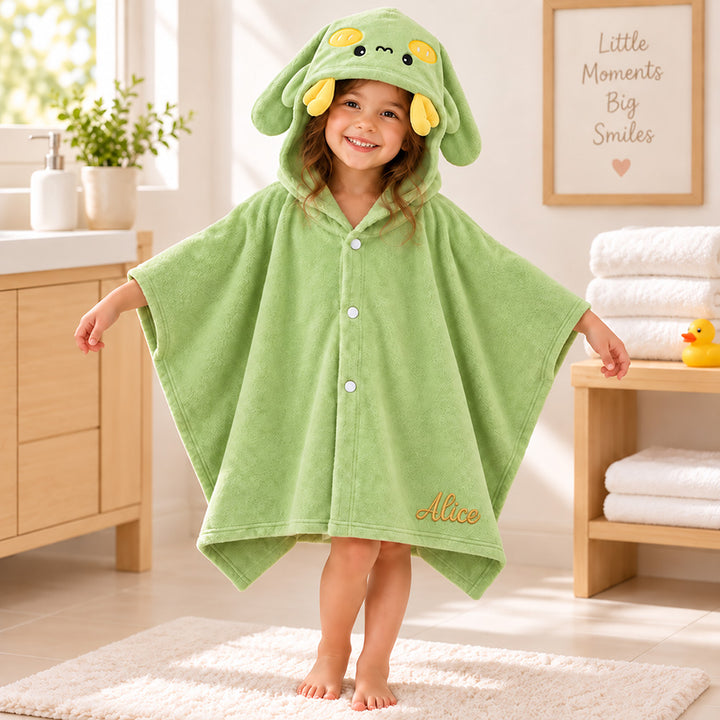 Personalized Kids Animal Bathrobe Custom Name 12 Cute Character Options Soft Flannel Hooded Sleepwear Daily Loungewear Gift