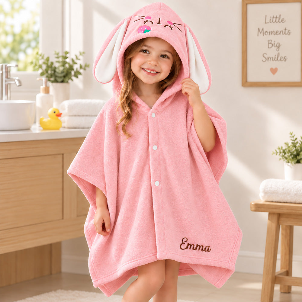Personalized Kids Animal Bathrobe Custom Name 12 Cute Character Options Soft Flannel Hooded Sleepwear Daily Loungewear Gift
