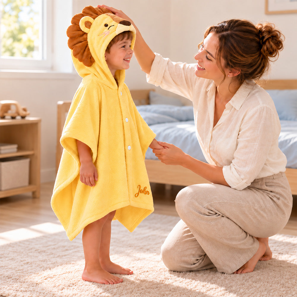 Personalized Kids Animal Bathrobe Custom Name 12 Cute Character Options Soft Flannel Hooded Sleepwear Daily Loungewear Gift