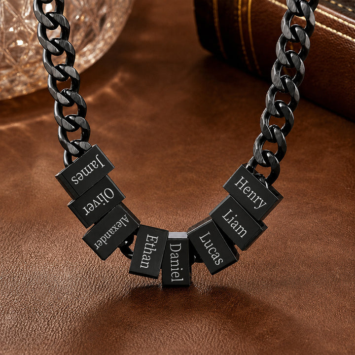 Personalized Minimalist 1-10 Nameplates Men Curb Chain Necklace Custom Engraved Family Name Gift For Dad Husband Grandpa