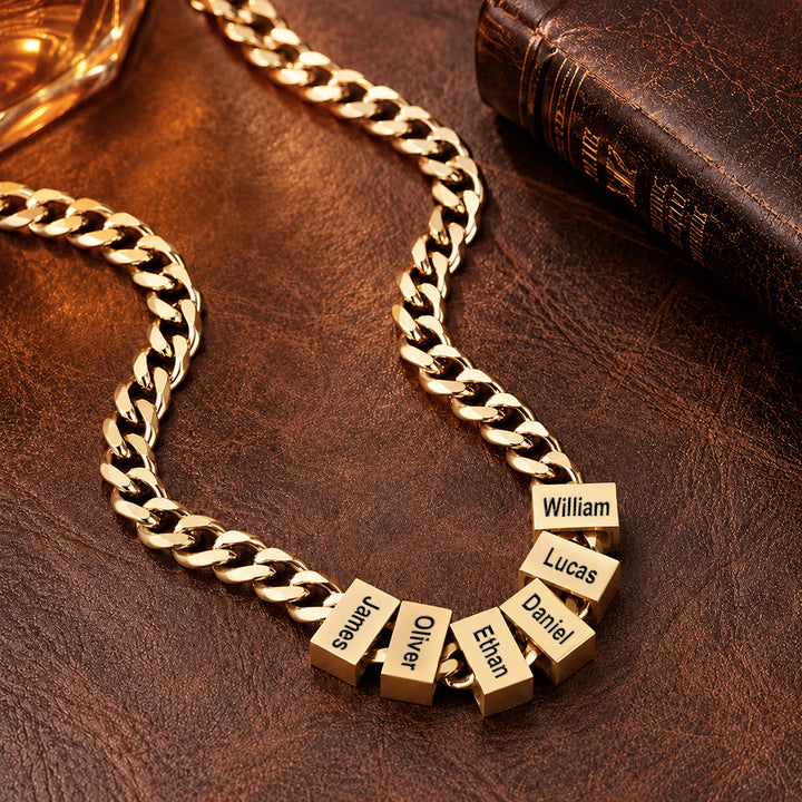Personalized Minimalist 1-10 Nameplates Men Curb Chain Necklace Custom Engraved Family Name Gift For Dad Husband Grandpa