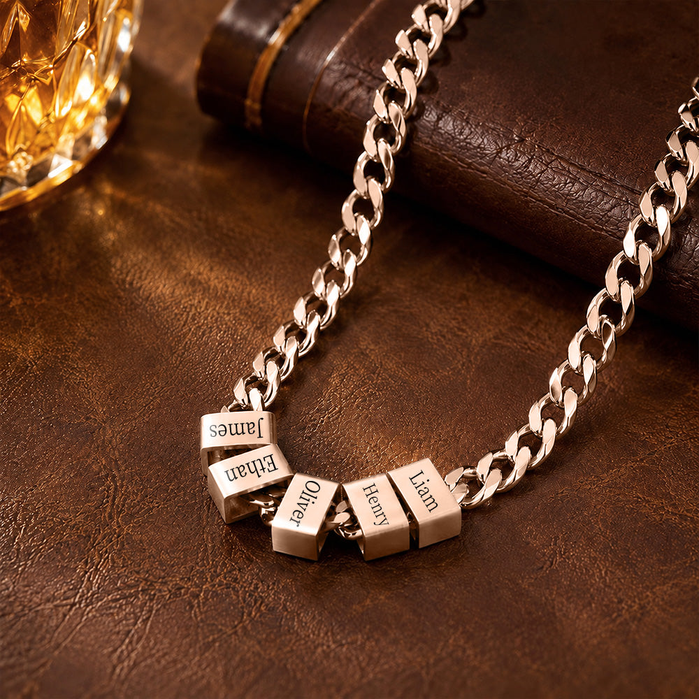 Personalized Minimalist 1-10 Nameplates Men Curb Chain Necklace Custom Engraved Family Name Gift For Dad Husband Grandpa