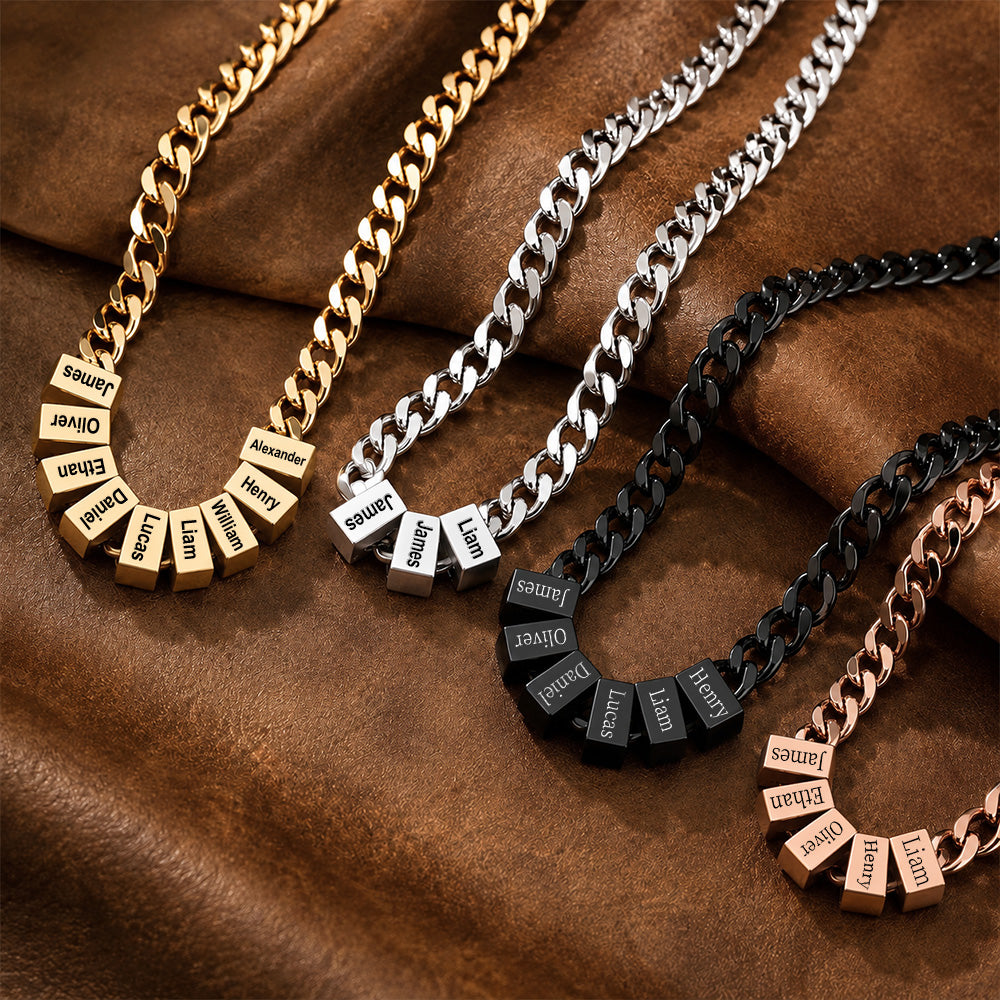 Personalized Minimalist 1-10 Nameplates Men Curb Chain Necklace Custom Engraved Family Name Gift For Dad Husband Grandpa
