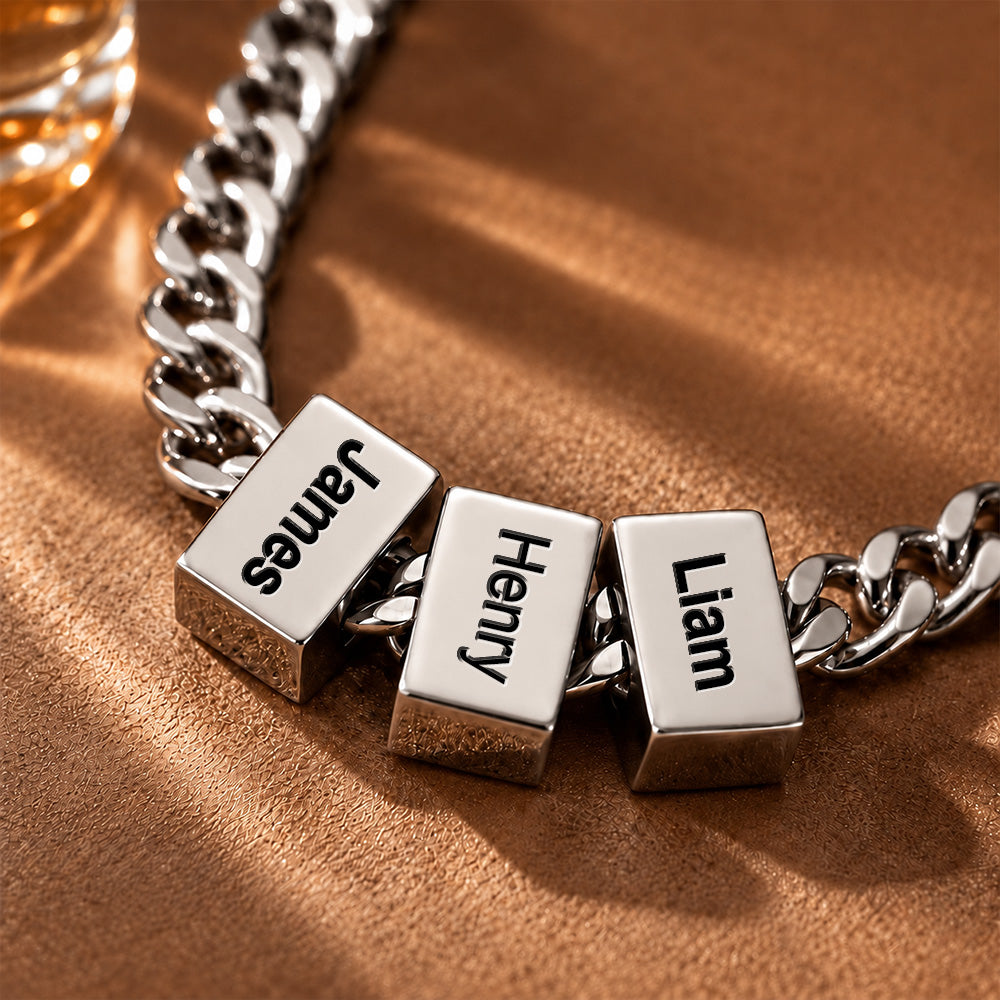 Personalized Minimalist 1-10 Nameplates Men Curb Chain Necklace Custom Engraved Family Name Gift For Dad Husband Grandpa