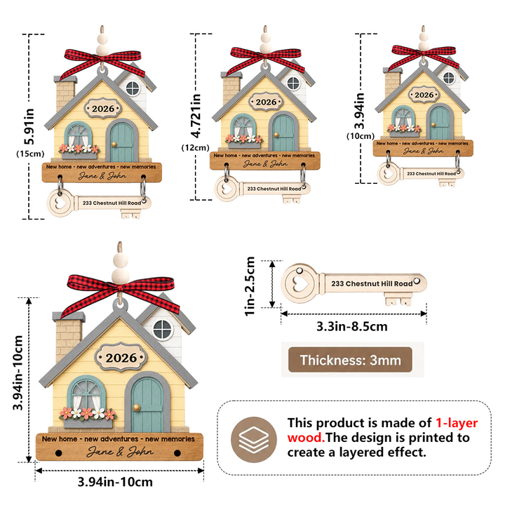 Personalized New Home Wooden Ornament With Tag Custom Wedding Anniversary Christmas Gift For Husband Wife Couple